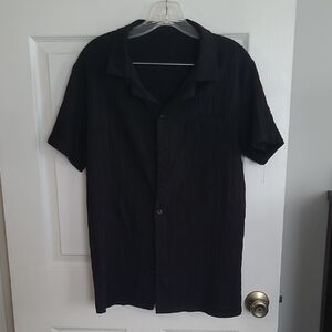 SHEIN Men's Black Casual Button Down Shirt
